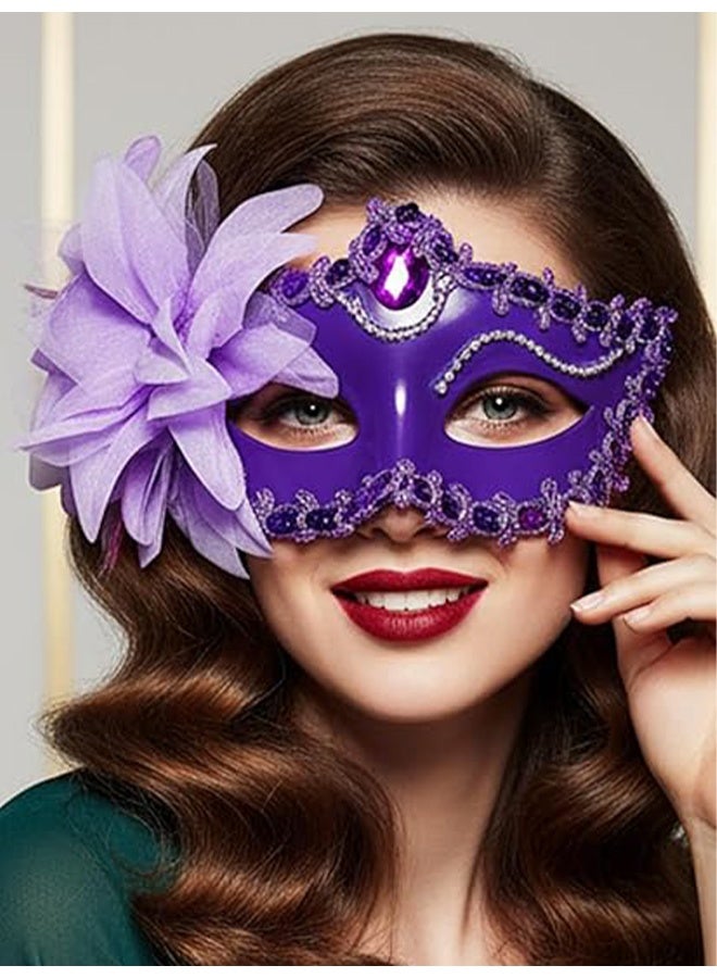 YJ 2 Pcs Couple Masquerade Mask Set Venetian Party Mask Mardi Gras Mask Costume Mask Fancy Dress Mask for Women Men - Image 3